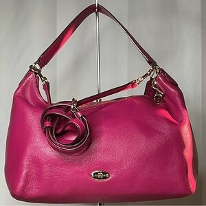 Coach Pink Ruby East West Celeste Pebbled Leather Convertible Bag - EUC